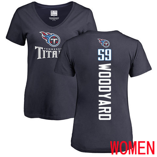 Tennessee Titans Navy Blue Women Wesley Woodyard Backer NFL Football 59 T Shirt